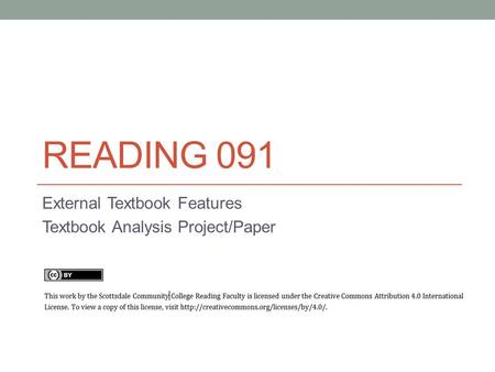 External Textbook Features Textbook Analysis Project/Paper