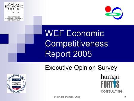 ©HumanFortis Consulting 1 WEF Economic Competitiveness Report 2005 Executive Opinion Survey CONSULTING.