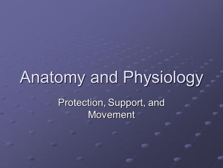 Anatomy and Physiology Protection, Support, and Movement.