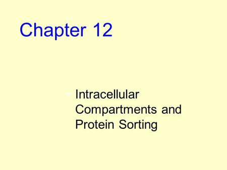 Chapter 12 Intracellular Compartments and Protein Sorting.