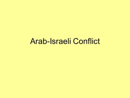 Arab-Israeli Conflict. 2 Peoples Palestinians –religion: Muslim (90%) & Christian (10%) –language: Arabic –supported by Arab countries Israelis –religion: