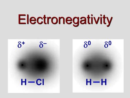 Electronegativity ++ –– 00 00 HClHH The basic units: ionic vs. covalent Ionic compounds form repeating units. Covalent compounds form distinct.