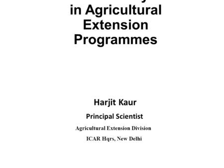 Role of KVK system in Agricultural Extension Programmes