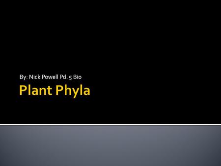 By: Nick Powell Pd. 5 Bio Plant Phyla.