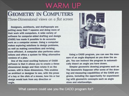 What careers could use you the CADD program for?.