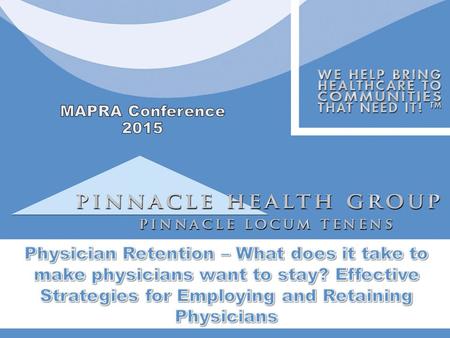 Medical Group Management Association Annual Conference October 8-9, 2015.