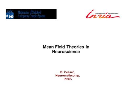 Mean Field Theories in Neuroscience B. Cessac, Neuromathcomp, INRIA.