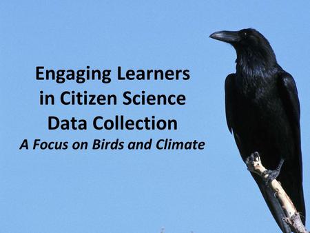 Engaging Learners in Citizen Science Data Collection A Focus on Birds and Climate.