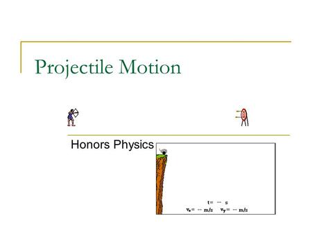 Projectile Motion Honors Physics. What is projectile? Projectile -Any object which projected by some means and continues to move due to its own inertia.