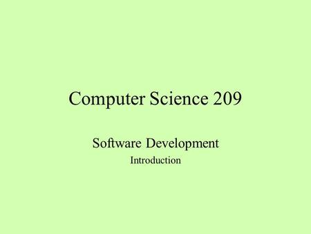 Software Development Introduction