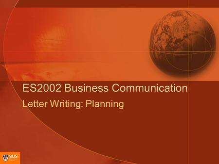 ES2002 Business Communication Letter Writing: Planning.