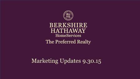 Marketing Updates 9.30.15. Good to know. New Toolkit.