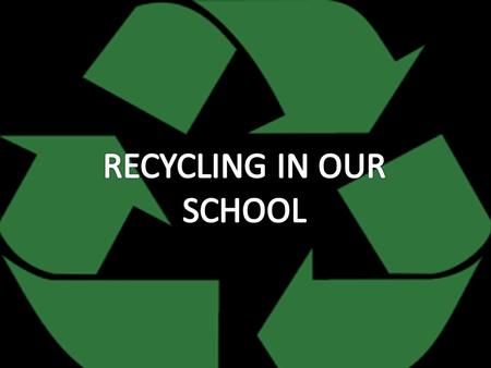 RECYCLING IN OUR SCHOOL In our school we recycle different materials :  Plastic bottles  Lids from plastic bottles  Paper  Electrical equipment 