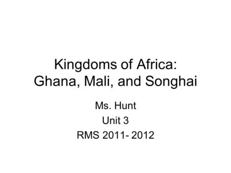 Kingdoms of Africa: Ghana, Mali, and Songhai