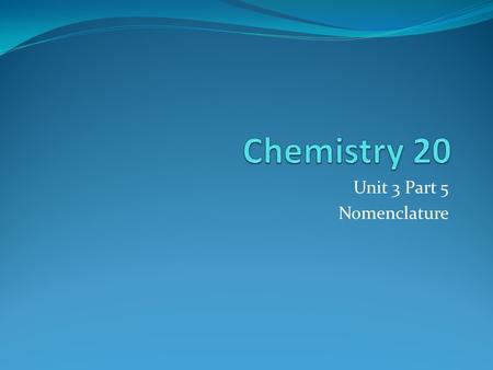 Unit 3 Part 5 Nomenclature. IUPAC Naming System (Nomenclature) IUPAC = __ __ __ __ __ __ __ __ __ __ __ __ __ __ __ __ __ __ __ __ __ __ __ __ __ __ __.