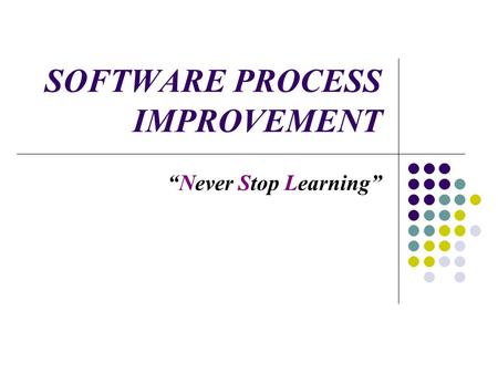 SOFTWARE PROCESS IMPROVEMENT