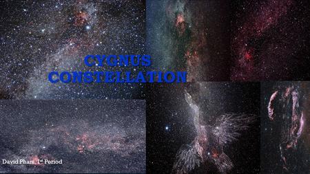 CYGNUS CONSTELLATION David Pham, 1 st Period. CYGNUS CONSTELLATION Cygnus is known as the “Swan”. Cygnus is also known as the “Northern Cross”.