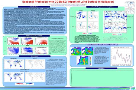 One-year re-forecast ensembles with CCSM3.0 using initial states for 1 January and 1 July in 1981-1998. Model: CCSM3 is a coupled climate model with state-of-the-art.