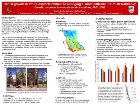 Radial growth in Pinus contorta relative to changing climate patterns in British Columbia: Genetic response to annual climate variations, 1973-2005 Sierra.