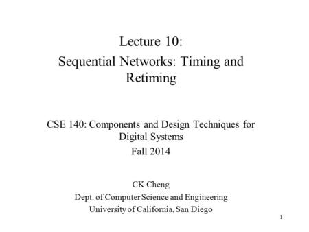 Sequential Networks: Timing and Retiming