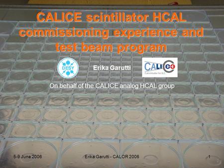 5-9 June 2006Erika Garutti - CALOR 20061 CALICE scintillator HCAL commissioning experience and test beam program Erika Garutti On behalf of the CALICE.