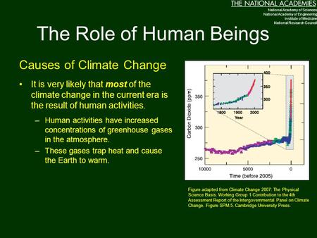 The Role of Human Beings Causes of Climate Change It is very likely that most of the climate change in the current era is the result of human activities.