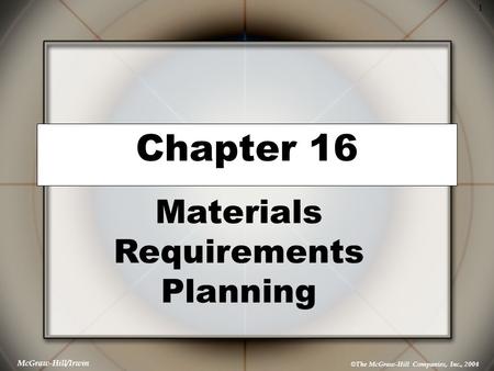 Materials Requirements Planning