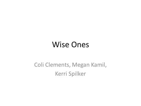 Wise Ones Coli Clements, Megan Kamil, Kerri Spilker.