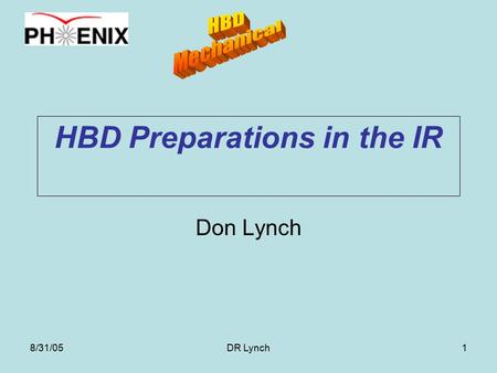 8/31/05DR Lynch1 HBD Preparations in the IR Don Lynch.