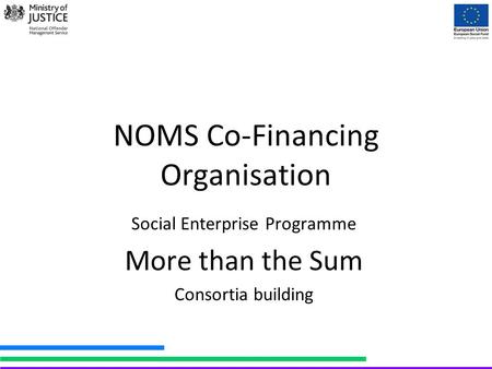 NOMS Co-Financing Organisation Social Enterprise Programme More than the Sum Consortia building.