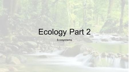 Ecology Part 2 Ecosystems. Factors that affect the Biodiversity of an Ecosystem Weather and Climate Biotic and Abiotic Factors Community Interactions.