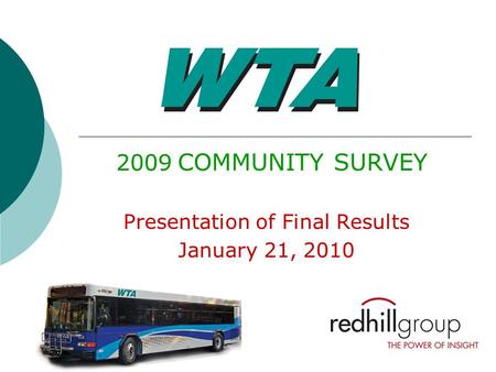 2009 COMMUNITY SURVEY Presentation of Final Results January 21, 2010.