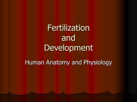 Fertilization and Development