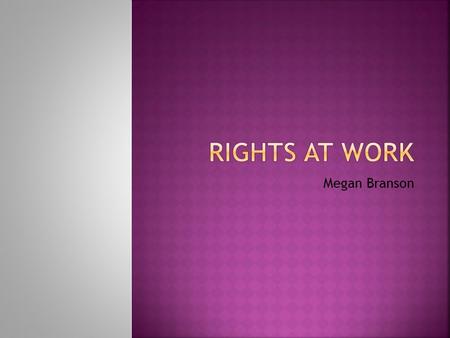 Megan Branson.  Paid annual leave or recreational leave  Paid personal leave-sick leave or carers leave  A minimum period of notice if fired  You.