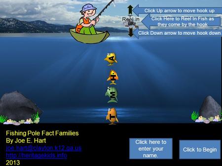 ReeI in HA M T Fishing Pole Fact Families By Joe E. Hart  2013 Click to Begin Click here to enter your.