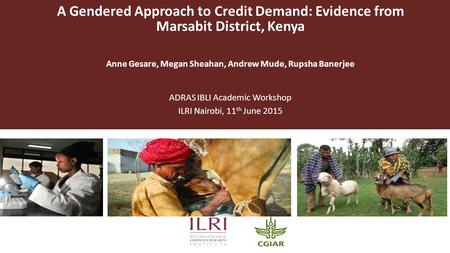 A Gendered Approach to Credit Demand: Evidence from Marsabit District, Kenya Anne Gesare, Megan Sheahan, Andrew Mude, Rupsha Banerjee ADRAS IBLI Academic.