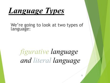 Language Types figurative language and literal language