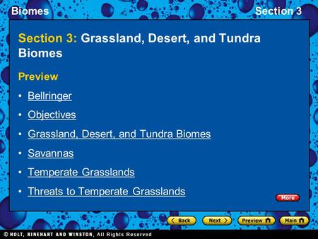 Section 3: Grassland, Desert, and Tundra Biomes