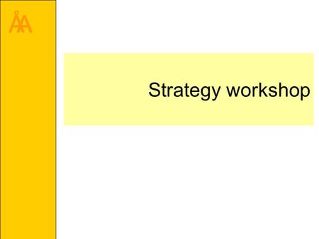 ÅA Strategy workshop. ÅA Strategic Management According to Mintzberg Strategy as  plan (intentional)  pattern (realized)  ploy  position  perspective.