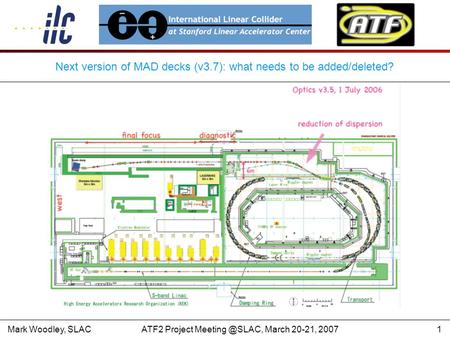 Mark Woodley, SLACATF2 Project March 20-21, 20071 Next version of MAD decks (v3.7): what needs to be added/deleted?