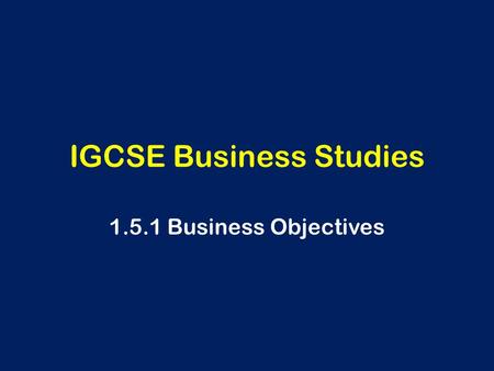 IGCSE Business Studies