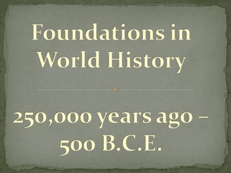 Throughout this period, humans migrated from Africa to Eurasia, Australia & the Americas.