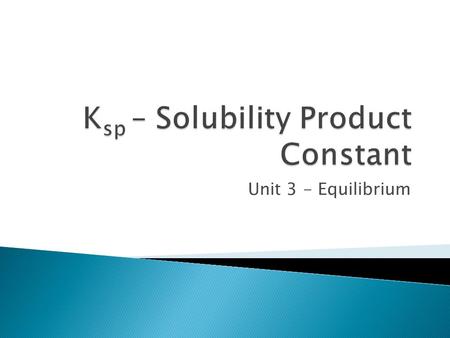 Ksp – Solubility Product Constant