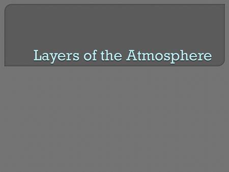 Layers of the Atmosphere