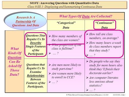 What Types Of Data Are Collected? What Kinds Of Question Can Be Asked Of Those Data?  Do people who say they study for more hours also think they’ll finish.