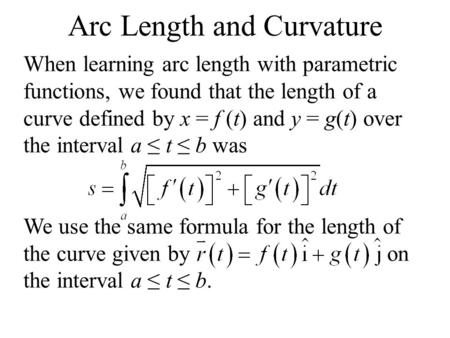 Arc Length and Curvature