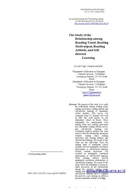 International Journal of xxxxxx Vol. x, No. x, xxxxx, 20xx Advanced Science and Technology Letters Vol.36 (Education 2013), pp.83-88