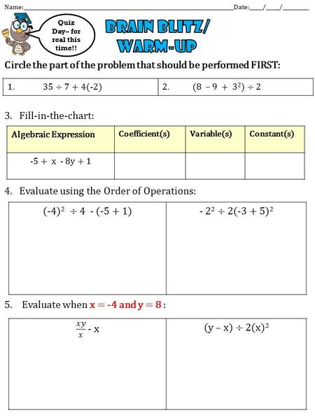 Name:________________________________________________________________________________Date:_____/_____/__________ Circle the part of the problem that should.