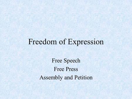 Freedom of Expression Free Speech Free Press Assembly and Petition.