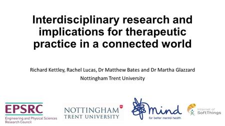 Interdisciplinary research and implications for therapeutic practice in a connected world Richard Kettley, Rachel Lucas, Dr Matthew Bates and Dr Martha.